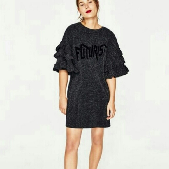 Zara Dresses & Skirts - Rare Futurist Zara Sweater Dress Zara Sparkly Knit SOLD